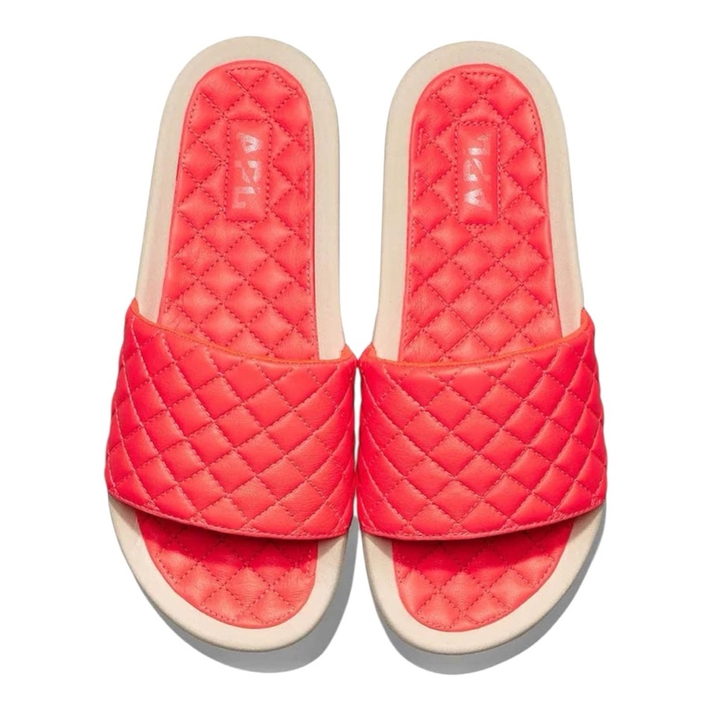 APL‎ Lusso Leather Slides, Size 6 Magma/Pristine Orange Pink Cream NEW